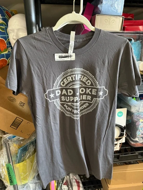 Certified Dad Joke Supplier Gray Graphic Tee. Size S - Picture 2 of 4